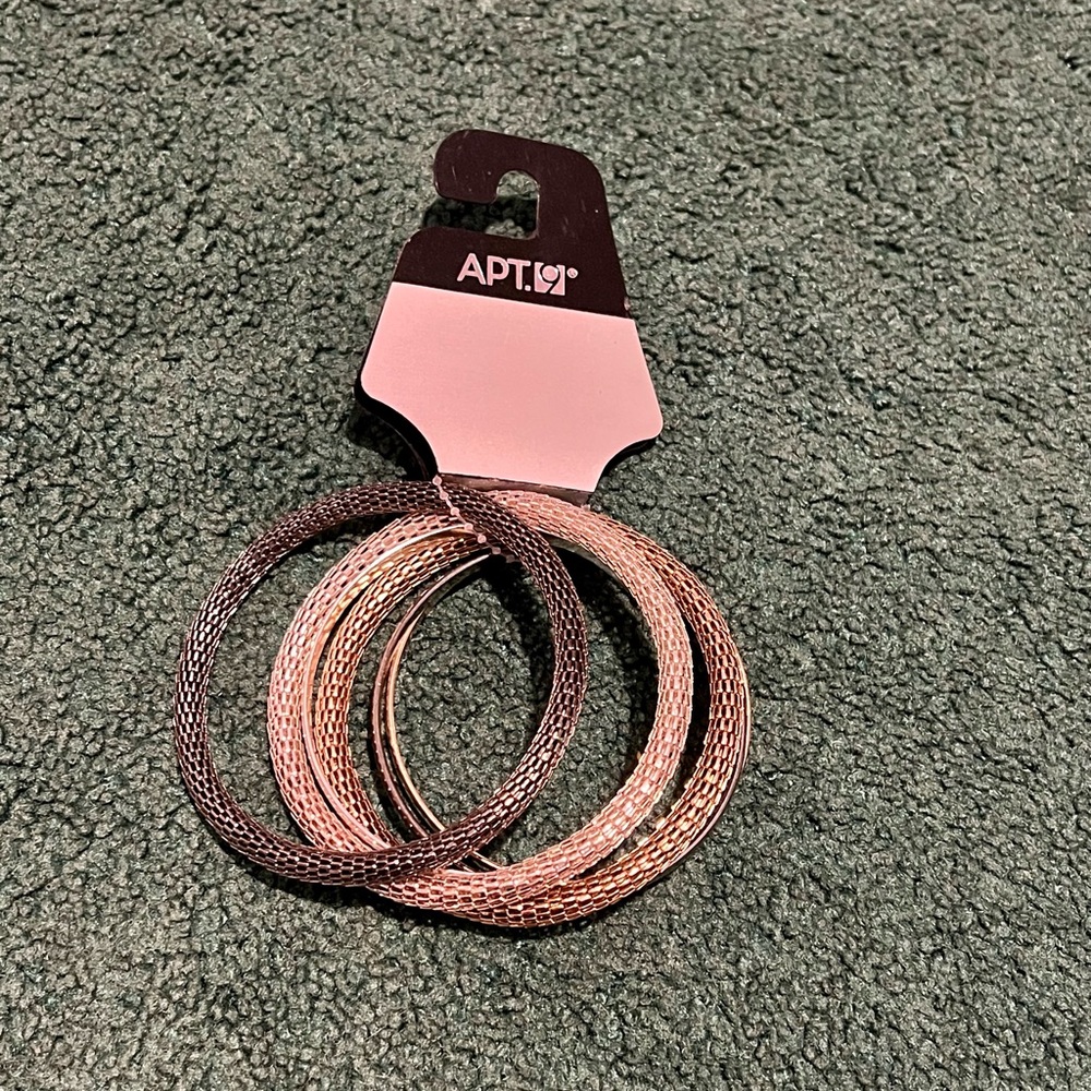 Kohl's Elegant Mesh Bangle Bracelet Set - Black, Silver, Rose Gold APT 9